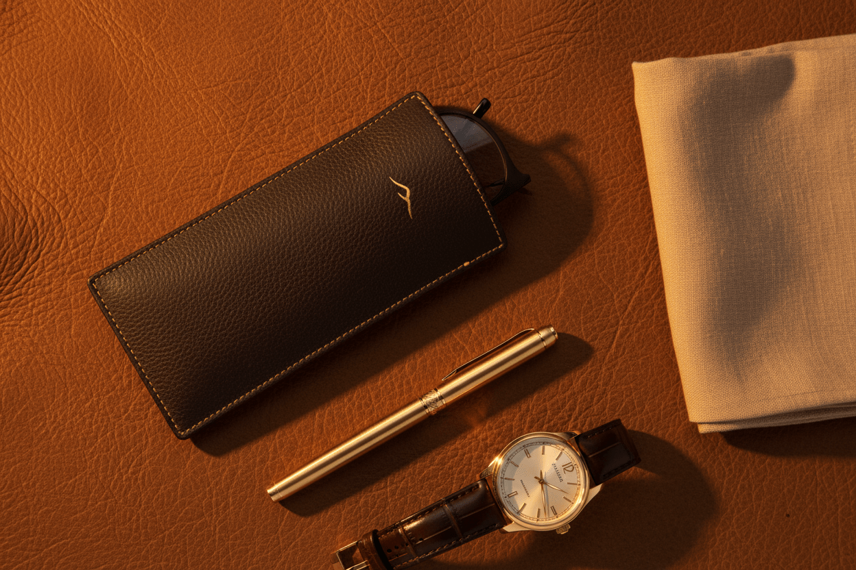 Camel Leather Eyeglasses Case - Cam-Ora