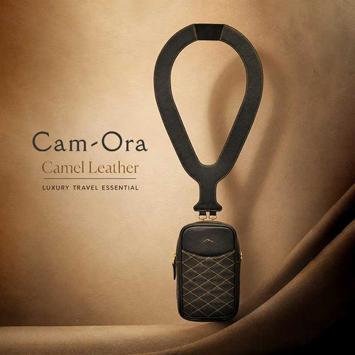 Camel Leather Travel Passport Holder. - Cam-Ora